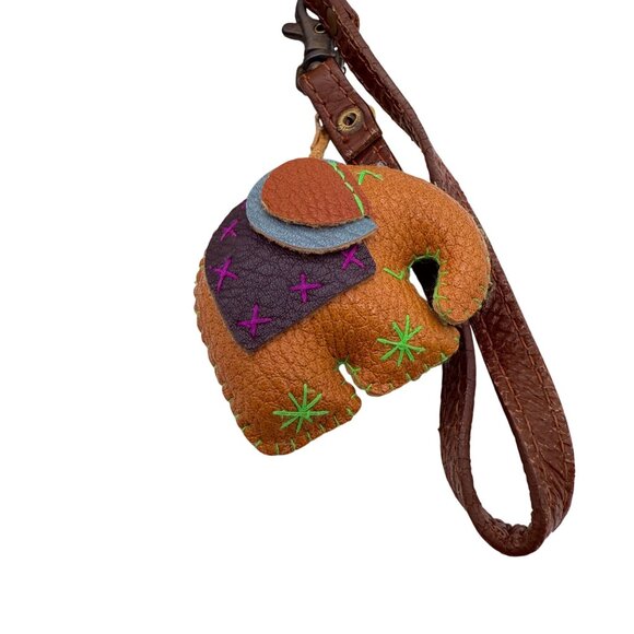 Primitives by Kathy Zipper Pouch Explore Arrows Tan Canvas Bag Elephant Keychain - Picture 3 of 10